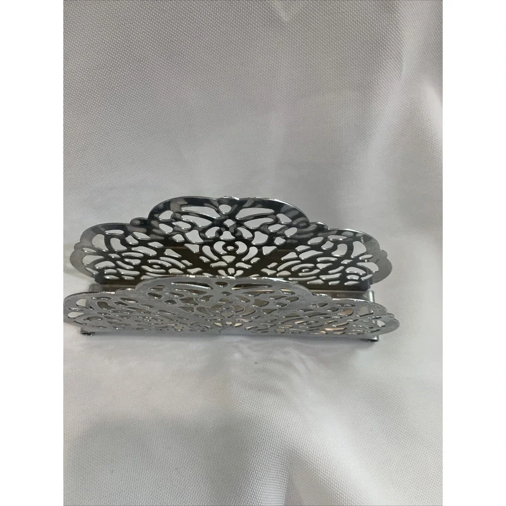 Vintage Irvin Ware USA Retro Silver Chrome Filigree Napkin‎ Letter  Holder